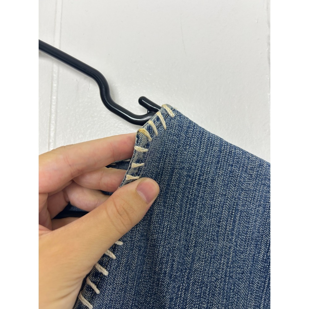 Crest Jeans Top L Blue Crochet Sleeve Denim V-Neck Boho Y2K Western Festival - Picture 8 of 11